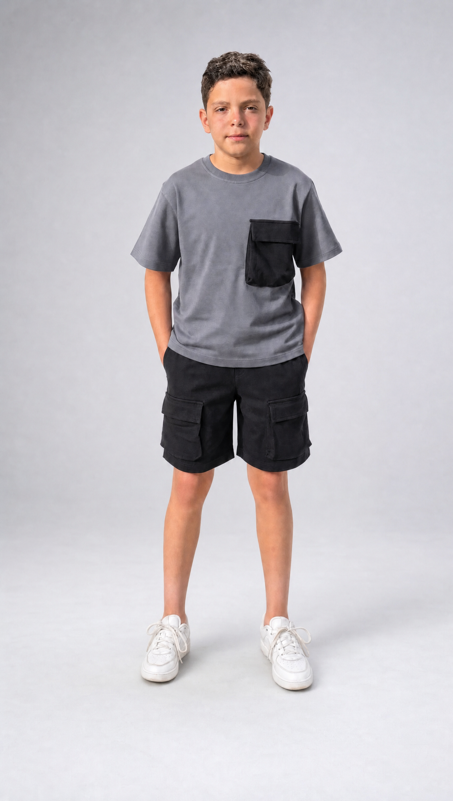 Charcoal & Black Cargo Set - Boys