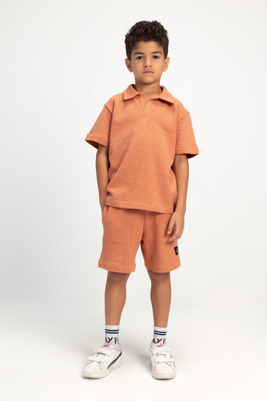 Jacquard Boys Set - Orange Salmon