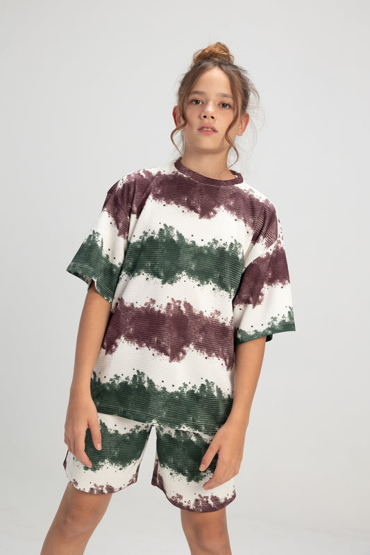 Unisex Coastal Lines Set - Burgundy x Green