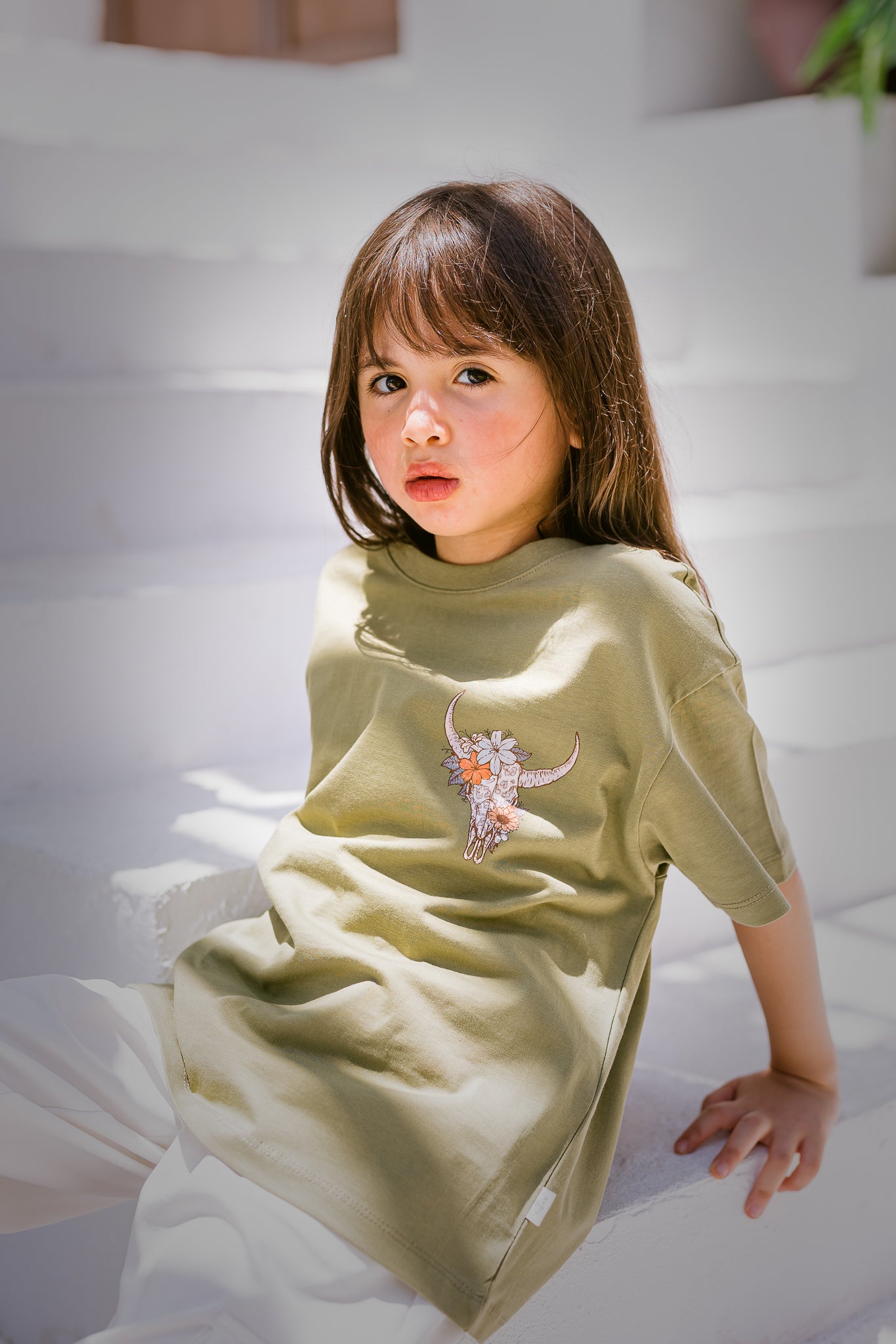 Western Desert Cow Oversized T-shirt - Girls