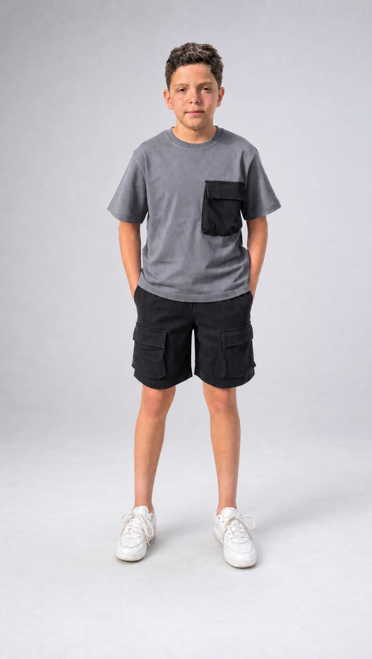 Charcoal & Black Cargo Set - Boys